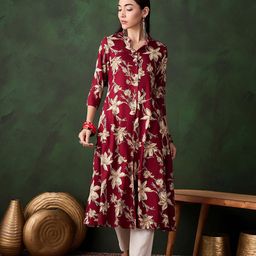 Sangria Women Floral Printed A-Line Kurta-picture-47