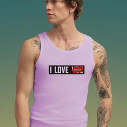 Uniplanet store Printed Scoop Neck Gym Vest UVM-ILOVEMYSELF-PRPL-S-image-55
