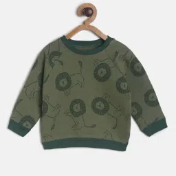 MINIKLUB Kids Olive Printed Full Sleeves Sweatshirt-picture-22