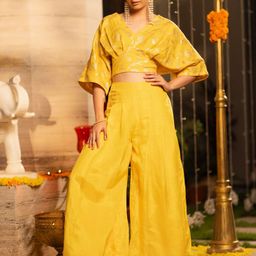 Ambraee Sunbrust Printed Top With Palazzo-picture-2