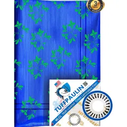 TUFFPAULIN 100x100 Ft 120 GSM Blue Printed Extra Strong Virgin Mulching Sheet Film Tirpal-image-43