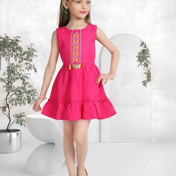 Lei-Chie Embroidered Linen A-Line Dress-image-98