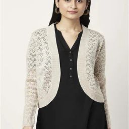 Rangmanch by Pantaloons Cream Self Pattern Shrug-image-14