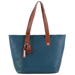 Toteteca Blue Solid Medium Tote Handbag-image-100