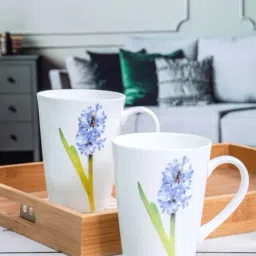 Goodhomes White & Purple Bone China Coffee Large Mug (0.36 L) - Set of 2-image-82