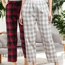 Kryptic Grey & Maroon Cotton Relaxed Fit Printed Lounge Pants - Pack of 2-image-72