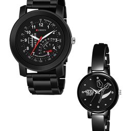 SWADESI STUFF Pack of 2 Straps Analogue Watch SDS 120 BLACK & 31B-53