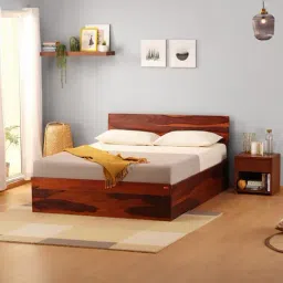 Sleepyhead GS Honey Brown Sheesham Wood Queen Size Bed with Box Storage-image-87