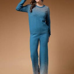 Mafadeny Teal Embellished Co-Ord Set-image-26