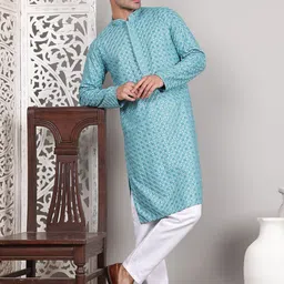 Jompers Men Embroidered Regular Sequinned Kurta with Pyjamas-image-75