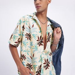 UNRL Conversational Printed Cuban Collar Relaxed Fit Casual Shirt-image-57