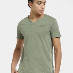 Jack & Jones Green Slim Fit Cotton Henley T-Shirt-image-98