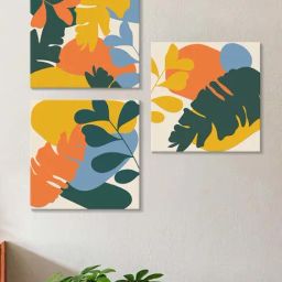 Art Street Yellow & Orange Botanical Leaf Stretched Wall Art - Set of 3-46