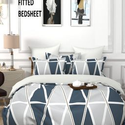 Aura Geometric Printed 144 TC King Double Bedsheet with 2 Pillow Covers-50