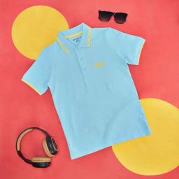 Pantaloons Junior Kids Blue Cotton Regular Fit Polo T-Shirt-image-65