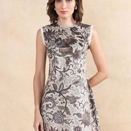 RAREISM Women Floral Printed Cotton Fit & Flare Dress-image-57