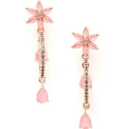 Karatcart Rose Gold-Plated Pink Cubic Zirconia Dangler Earrings for Women image 4