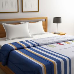 STELLAR HOME White & Blue Cartoon Characters AC Room 120 GSM Double Bed Comforter-image-5