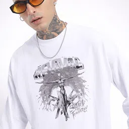 glitchez Laid-back Luxe Printed Cotton Terry Oversized Sweatshirt-image-45