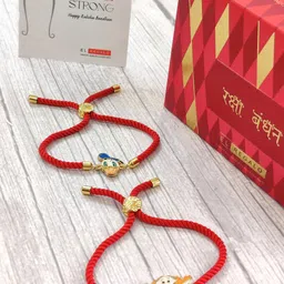 EL REGALO Set Of 2 Gold-Toned & Red Beaded Rakhi image 2