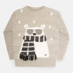 Angel & Rocket Kids Beige Printed Full Sleeves Sweater-image-61