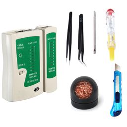 CRAFTS HAVELI Combo Pack: Digital RJ45 LAN Tester, Anti-Static Tweezer 2PC & 2-in-1 Tip Cleaner Knife Cutter – Perfect for Networking, Electronics & DIY Projects image 1