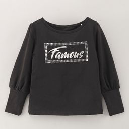 Vitamins Full Sleeves Single Jersey Lycra Knitted Top Text Print - Black-image-60