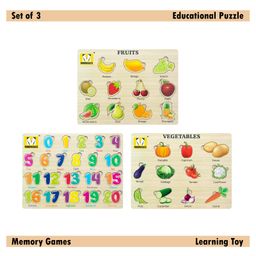 Mindmaker Wooden Puzzle Without Knobs Educational and Learning Toy for Kids (Set of 3 Puzzles)(Color May Vary)-19