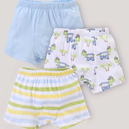 Babyhug 100% Cotton Briefs Stripes & Car Print Pack of 3- Blue & White-image-73