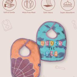 Mi Arcus Weaning Bib- Peach & Blue-11