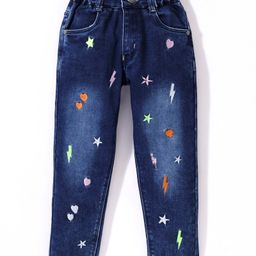 Olio Kids Denim Full Length Star Applique Jeans - Dark Blue-picture-36