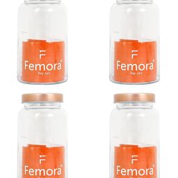 Femora Clear Glass Jar for Kitchen Storage Gold Lid, 1500 ml, Set Of 4-image-14