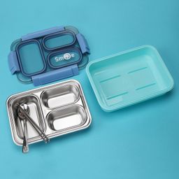 KIDLINGSS Triple Compartment Insulated Lunch Box - Blue & Green-picture-19