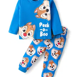 Babyhug Disney Single Jersey Knit Full Sleeves Night Suit with Chip N Dale Graphic - Blue-picture-4