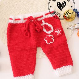 Woonie Handmade Floral Crochet Emebllished Pajama - Red-image-13