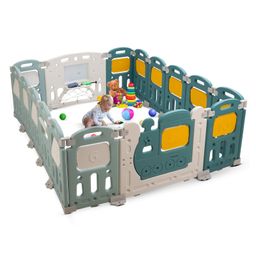 Baybee Kids Playpen for Babies | Foldable Indoor & Outdoor Baby Play Area with Safety Lock & Double Knob | Train Design, 16-Panel Activity Play Yard for Toddlers-19