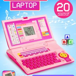 Fiddlerz Educational Laptop Toy for Kids with 20 Learning Activities Alphabet Words Numbers Games Music with Mouse for Boys and Girls (Ages 3+) Pink-16