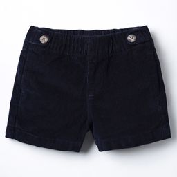 Bonfino Cotton Spandex Woven Solid Corduroy Shorts With Button Details On Waistband - Navy Blue-image-43