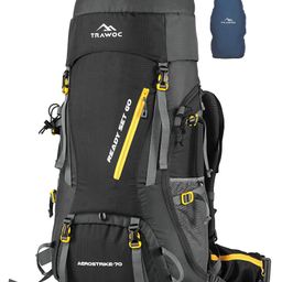TRAWOC AEROSTRIKE 70L Travel Backpack Rucksack with Rain Cover Shoe Compartment Black 3 Year Warranty-image-81
