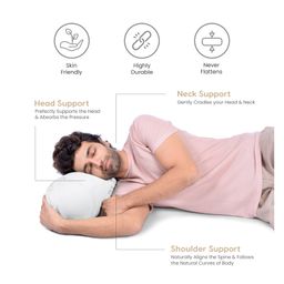 myarmor MY ARMOR Memory Foam Orthopedic Large Size Bolster Pillow with Jacquard Cover - White image 2