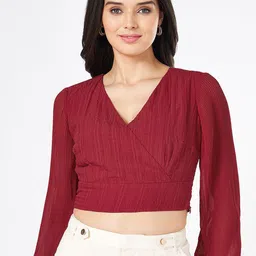 Honey by Pantaloons Women V-Neck Wrap Crop Top-picture-25