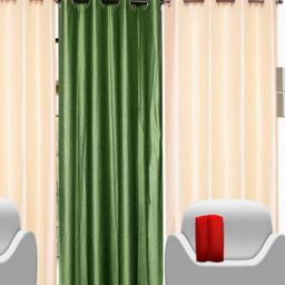 BELLA TRUE Cream & Green 3 Pieces Door Curtains-image-79