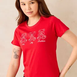 Outzidr Graphic Printed Round Neck Cotton T-shirt-image-93