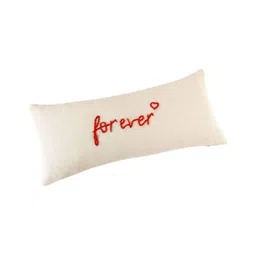 THROWPILLOW Cream & Red Quirky Forever Embroidered Linen Rectangle Cushion Covers-image-12