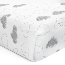 The White Cradle White & Grey Geometric Cotton 120 TC Crib Bedsheet-image-76