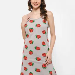 Clovia Grey Cotton Graphic Print Short Nightdress-picture-9