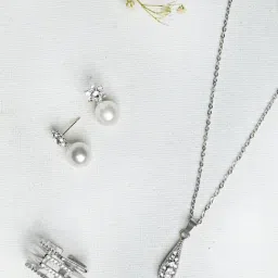 Joker & Witch Crystal Silver Necklace Set with Ring-picture-27