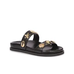 Saint G Women Leather Embellished Open Toe Flats-39