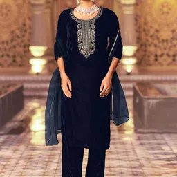 SANISA Women Ethnic Motifs Embroidered Kurta with Trousers & Dupatta-image-56