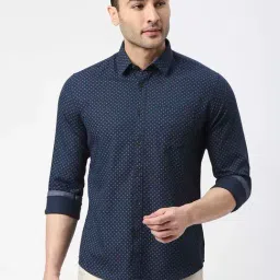 Dragon Hill Navy Printed Slim Fit Shirt-picture-27